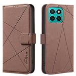 For Honor X8C Geometric Pattern RFID Leather Phone Case(Brown)