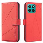 For Honor X8C Geometric Pattern RFID Leather Phone Case(Red)
