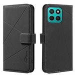 For Honor X8C Geometric Pattern RFID Leather Phone Case(Black)