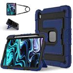 For iPad Air 11 2025 / 2024 Big Holder Silicone Hydric PC Tablet Case with Shoulder Strap(Navy Black)