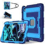 For iPad Air 11 2025 / 2024 Big Holder Silicone Hydric PC Tablet Case with Shoulder Strap(Navy Blue Blue)