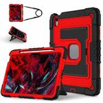 For iPad Air 11 2025 / 2024 Big Holder Silicone Hydric PC Tablet Case with Shoulder Strap(Black Red)