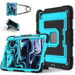 For iPad Air 11 2025 / 2024 Big Holder Silicone Hydric PC Tablet Case with Shoulder Strap(Black Blue)