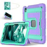 For iPad Air 11 2025 / 2024 Big Holder Silicone Hydric PC Tablet Case with Shoulder Strap(Purple Mint)