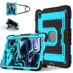 For iPad mini 6 2021 / mini 2024 Big Holder Silicone Hydric PC Tablet Case with Shoulder Strap(Black Blue)