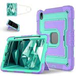 For iPad mini 6 2021 / mini 2024 Big Holder Silicone Hydric PC Tablet Case with Shoulder Strap(Purple Mint)