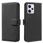 For Redmi Note 12 Pro 5G Global Geometric Pattern RFID Leather Phone Case(Black)