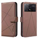 For Redmi K70E Geometric Pattern RFID Leather Phone Case(Brown)