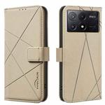 For Redmi K70E Geometric Pattern RFID Leather Phone Case(Beige)