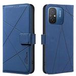 For Redmi 12C Geometric Pattern RFID Leather Phone Case(Blue)