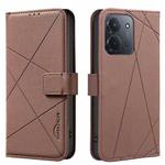 For Redmi 15C 4G 173.1mm / 15C 5G 173.1mm Geometric Pattern RFID Leather Phone Case(Brown)