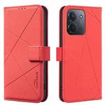 For Redmi 15C 4G 173.1mm / 15C 5G 173.1mm Geometric Pattern RFID Leather Phone Case(Red)