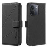 For Redmi 15C 4G 173.1mm / 15C 5G 173.1mm Geometric Pattern RFID Leather Phone Case(Black)