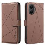 For Xiaomi Poco F7 5G Global Geometric Pattern RFID Leather Phone Case(Brown)