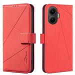 For Xiaomi Poco F7 5G Global Geometric Pattern RFID Leather Phone Case(Red)