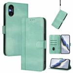 For Sony Xperia 5 VI Line Splicing Buckle Retro Leather Phone Case(Mint Green)