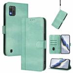 For ZTE Blade A52 Lite Line Splicing Buckle Retro Leather Phone Case(Mint Green)
