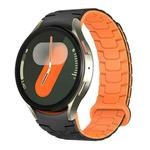 For Samsung Galaxy Watch 7 / 6 / 5 Magnetic Silicone Watch Band(Black+Orange)