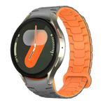 For Samsung Galaxy Watch 7 / 6 / 5 Magnetic Silicone Watch Band(Grey+Orange)