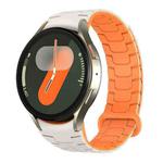 For Samsung Galaxy Watch 7 / 6 / 5 Magnetic Silicone Watch Band(Starlight+Orange)