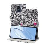 For Xiaomi Redmi Note 9 3D Painting Pattern Coloured Drawing Horizontal Flip PU Leather Case with Holder & Card Slots & Wallet & Lanyard(Lace Flower)