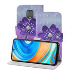 For Xiaomi Redmi Note 9 Pro 3D Painting Pattern Coloured Drawing Horizontal Flip PU Leather Case with Holder & Card Slots & Wallet & Lanyard(Purple Flower)