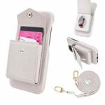 For iPhone 14 Plus Litchi Texture Vertical Card Bag Holder Phone Case with Long Lanyard(White)