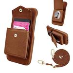 For iPhone 14 Pro Litchi Texture Vertical Card Bag Holder Phone Case with Long Lanyard(Brown)