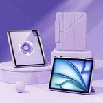 For iPad Air 11 2025 / 2024 Relieve Stress Rotatable Y-Fold Leather Tablet Case(Purple)