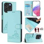 For Coolpad X100 Cat Rat Embossed Pattern RFID Leather Phone Case with Lanyard(Mint Green)