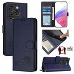 For Coolpad X100 Cat Rat Embossed Pattern RFID Leather Phone Case with Lanyard(Blue)