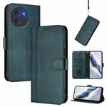 For DOOGEE Note 59 / 59 Pro Line Splicing Buckle Retro Leather Phone Case(Dark Green)