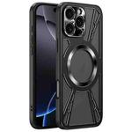 For iPhone 16 Pro Silicone Cooling Hollow Metal MagSafe Phone Case(Black)