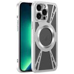 For iPhone 13 Pro Max Silicone Cooling Hollow Metal MagSafe Phone Case(Silver)