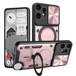 For Nothing CMF Phone 2 Pro CD Texture Sliding Camshield Magnetic Holder Phone Case(Pink)