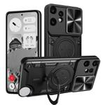 For Nothing CMF Phone 2 Pro CD Texture Sliding Camshield Magnetic Holder Phone Case(Black)