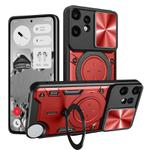 For Nothing CMF Phone 2 Pro CD Texture Sliding Camshield Magnetic Holder Phone Case(Red)