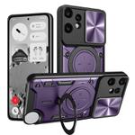 For Nothing CMF Phone 2 Pro CD Texture Sliding Camshield Magnetic Holder Phone Case(Purple)