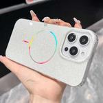 For iPhone 16 Pro Glitter Powder Plating MagSafe IMD Full Coverage Phone Case(White)