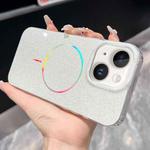 For iPhone 15 Glitter Powder Plating MagSafe IMD Full Coverage Phone Case(White)