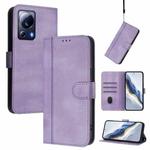 For Xiaomi 13 Lite 5G / Civi 2 Line Splicing Buckle Retro Leather Phone Case(Purple)