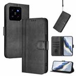 For Xiaomi 14 5G Line Splicing Buckle Retro Leather Phone Case(Black)