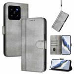 For Xiaomi 14 5G Line Splicing Buckle Retro Leather Phone Case(Grey)