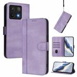 For Xiaomi 14T 5G Line Splicing Buckle Retro Leather Phone Case(Purple)