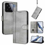 For Xiaomi 15 Line Splicing Buckle Retro Leather Phone Case(Grey)