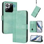For Xiaomi 15 Pro Line Splicing Buckle Retro Leather Phone Case(Mint)