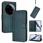 For Xiaomi 15 Ultra Line Splicing Buckle Retro Leather Phone Case(Dark Green)