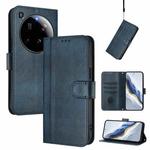 For Xiaomi 15 Ultra Line Splicing Buckle Retro Leather Phone Case(Dark Blue)