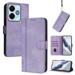 For Redmi 13 5G / 4G Global Line Splicing Buckle Retro Leather Phone Case(Purple)