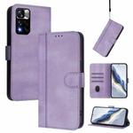 For Redmi Note 11 Pro+ 5G European Line Splicing Buckle Retro Leather Phone Case(Purple)